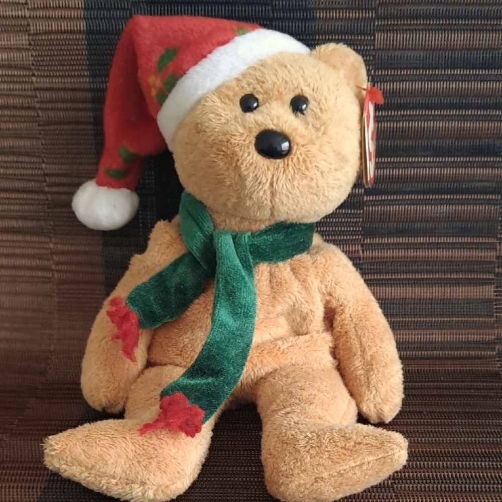 Festive Teddy Bear with Santa Hat and Scarf